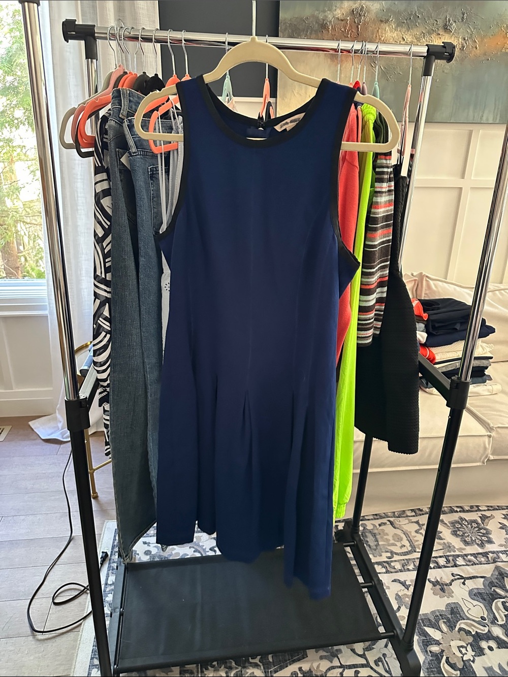 Banana Republic Navy Sleeveless Fit-and-Flare Midi Dress